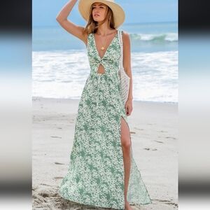 NWT Green Floral Maxi Dress